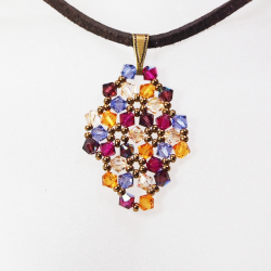 Pendant 40cm - Malvina Rhombus S-Chocolate Suedine - Pendant 40cm - Laiton bronze